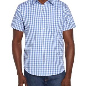 Men’s GAP Short Sleeve Button-Up Shirt | XXL | Blue Gingham | NWT 👔✨